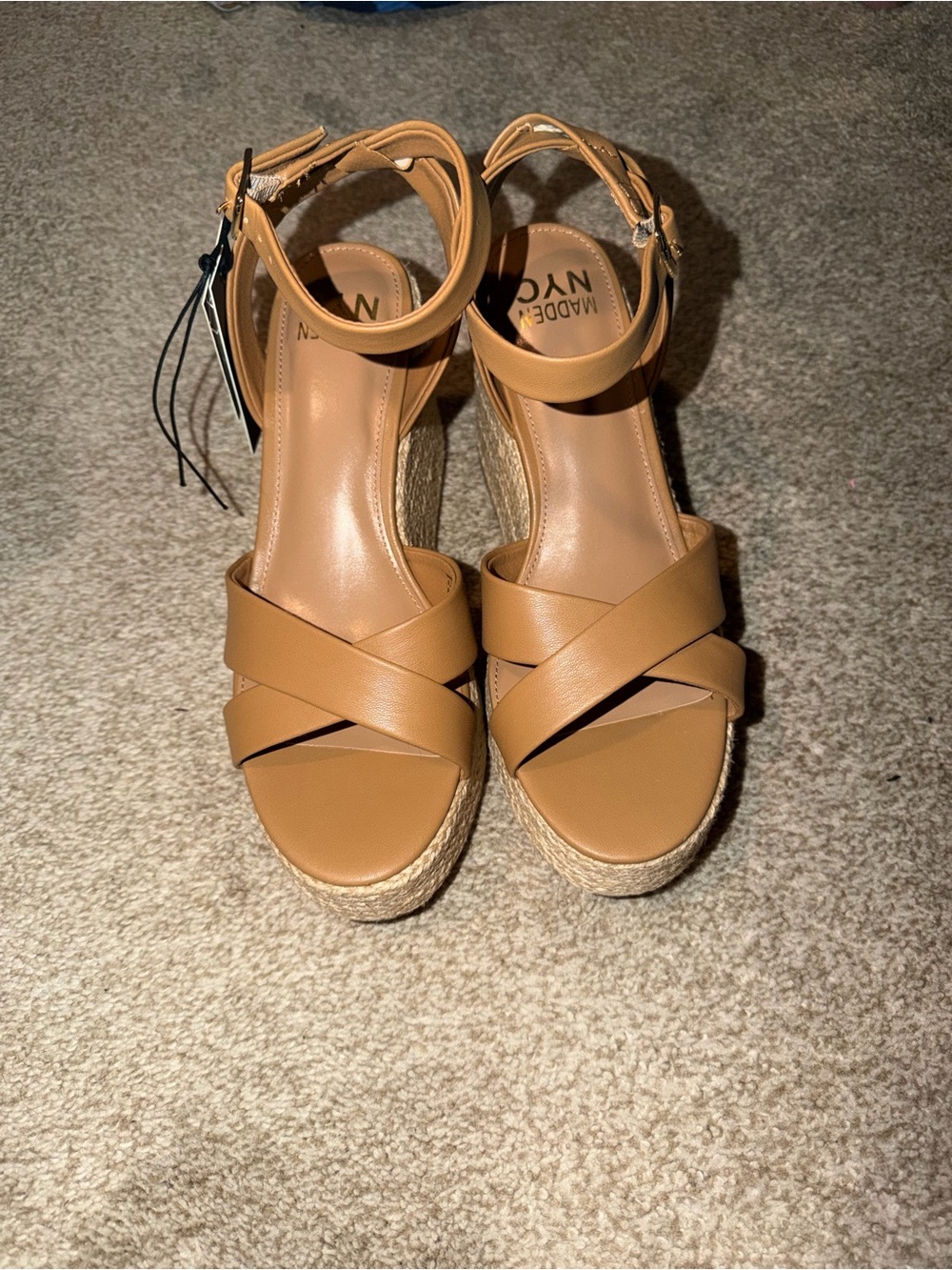 Madewell Tan Espadrille Wedge Sandals with Ankle Strap